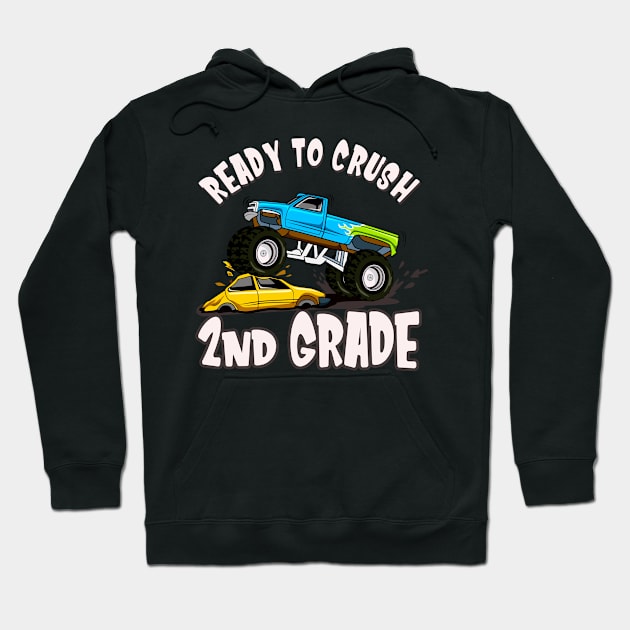 Monster Truck 2nd Grade School Kids Gifts Hoodie by Foxxy Merch